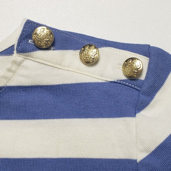 J.Crew Factory Short-Sleeve Striped Button-Shoulder Tee Women's Small Peri Blue - Picture 13 of 16